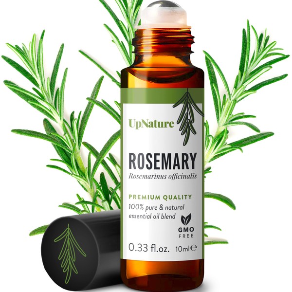 Rosemary Essential Oil Roll On – Topical Rosemary Oil for Hair Growth & Skin - Therapeutic Grade Aromatherapy Oils - Improve Focus and Memory, Improves Circulation - Pre-Diluted
