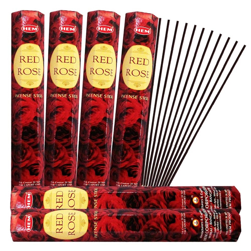 Red Rose Incense Sticks and Incense Stick Holder Bundle Insence