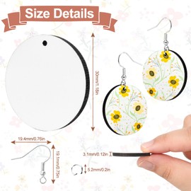 Whaline 40Pcs Sublimation Blank Earrings Round Heart Teardrop Irregular Square MDF Board White Earrings Heat Transfer Earrings Unfinished Wood Earring for Jewelry DIY Making Crafts Supplies