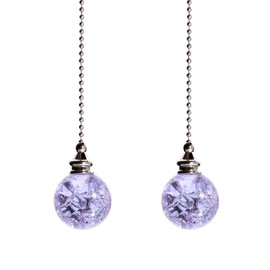Crystal Ice Crack Ball Blind Cord Chandelier Handle Pull Chain Extension with Connector for Ceiling Light Fan Chain with Purple Color(Pack of 2)