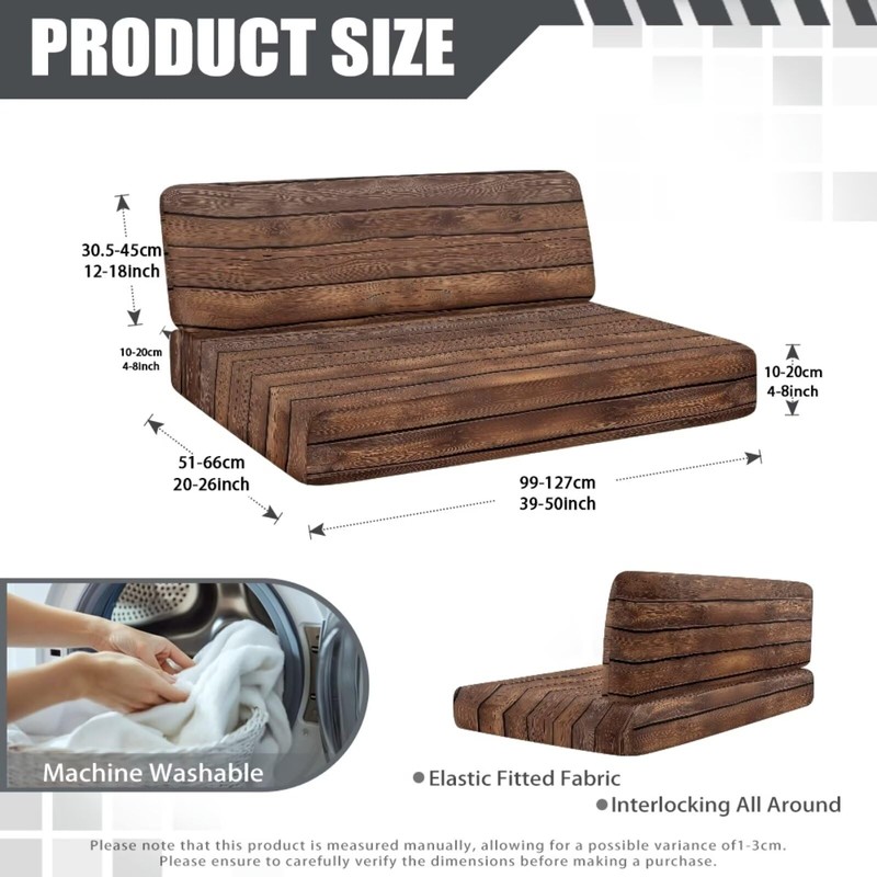 SEANATIVE Wood Grain RV Dinette Cushion Covers Couch Cover 2
