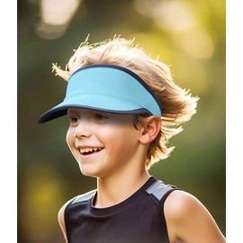 YAMEE Visors Children's Summer Mesh Quick-Drying Sun Visor for Girls Boys Lightweight Breathable Sun Hat Beach Hat Children Adjustable for Tennis, Running, Outdoor Activities, blue, Unit size
