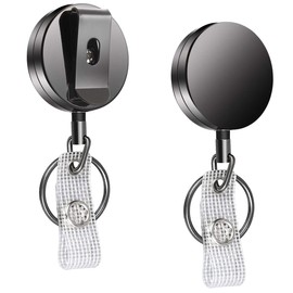 Key Fob Extendable Steel Cable, Pack of 2 Key Ring, Extendable Key Chain, Key Roll with Key Ring, Retractable ID Card Holder, Retractable Key Ring for ID Card Holder