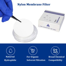 Labfil Nylon Membrane Filters, Nylon Disc Membrane Filters Hydrophilic,Diameter 47 mm,Pore Size 0.45 µm, Pack of 50