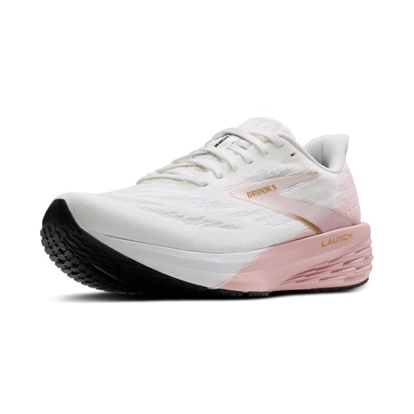 Brooks Women’s Launch 11 Neutral Running Shoe - White/Gold/Pink -