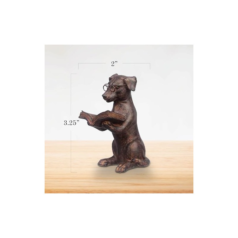 Young's Inc Resin Reading Dog with Glasses