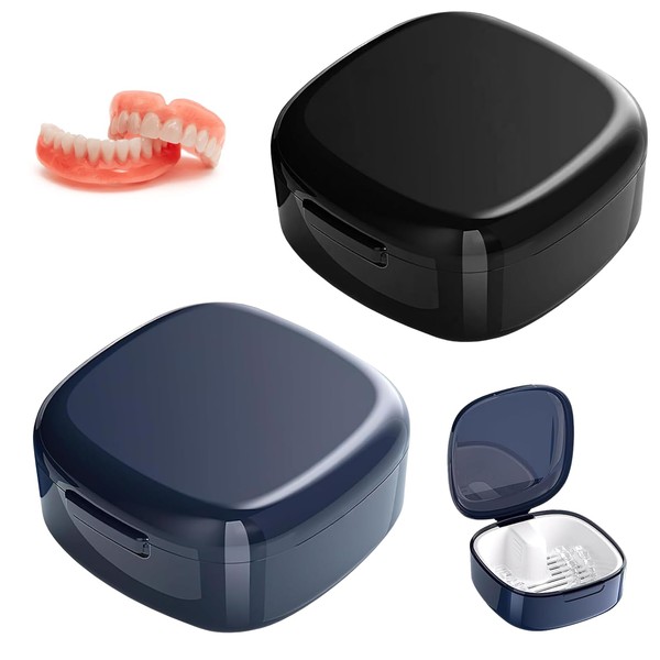 2 Denture Bath Case Portable Denture Box Retainer Denture Box