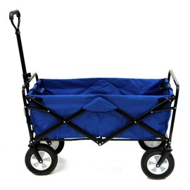 Mac Sports Heavy Duty Steel Frame Collapsible Folding 150 Pound Capacity Outdoor Camping Garden Utility Wagon Yard Cart, Blue