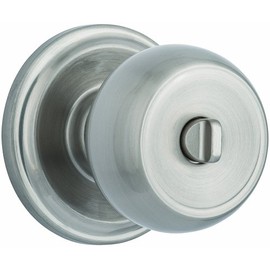 Brinks Push Pull Rotate Door Locks Stafford Privacy Bed/Bath Knob, Satin Nickel, 23021-119