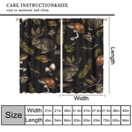 BenYaSong BenYaSong Mushroom Rabbit Blackout Window Curtains,Vintage Woodland Herb Insect Print for Home Kitchen Livingroom Coffee Room Window Drapes 2Panel 52" W X 84" L