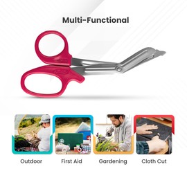 Utility Bandage Tuff Cut Scissor irst Aid Nurse Paramedic Emergency EMT Nursing Scissor Students Trauma Shears 5.5" & 7.5" Pack of 2 (Red, 5.5" (pack of 2))