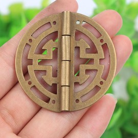 Opexicos 4Pcs 45mm Antique Bronze Furniture Hollow Out Hinges Cabinet Drawer Door Hinge Decorative Fittings Jewelry Box Hinges Left Rig