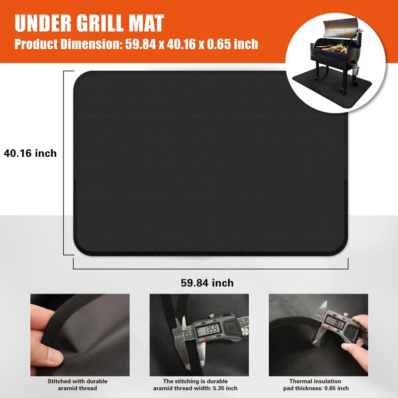 60*40 Inch Outdoor Mat, Double-Sided Waterproof & Fireproof Under Grill