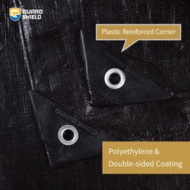 GUARD SHIELD Tarps Heavy Duty Waterproof 12x20 Feet Black Poly Tarp Cover Outdoor Thick UV Resistant Tarpaulin with Grommets 10mil