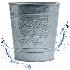 Autumn Alley Farmhouse Bathroom Trash Can, Garbage Can, Round Open Top Garbage Basket Bin for Home Office Rustic Trash Can Cute Decorative Wastebasket, Rustic Bathroom Decor, Galvanized