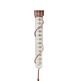 Taylor Heritage Collection Glass Rain Gauge, Measure and Monitor Precipitation, Easy to Read for Backyard, Patio, Garden, and Lawn, 5-inch, Bronze