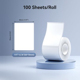 NIIMBOT M2 Thermal Transfer Labels 1.97''x2.76'', Only for M2 Label Maker, PET Material, Waterproof and High-Temperature Resistance, Long Storage Time, White Label Tape(50x70mm-100)