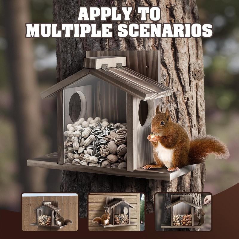 Gnodary Squirrel Feeders for Outside, Durable Squirrel House for Outdoor