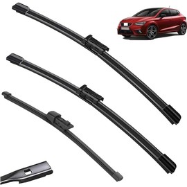 Juego de escobillas limpiaparabrisas delanteras y traseras compatible con Seat Ibiza 6F 2018-2023 parabrisas ventana lluvia cepillo 26"16"13"