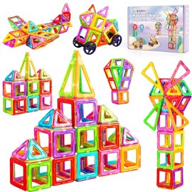 Crenova Magnetic Building Blocks 50pcs Magnetic Tiles STEM Educational Construction Toy for Kids Creative Gift for 3 4 5 6 7 8 Year-Old Boys and Girls