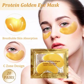 NHQZ 20 Paar Eye Pads, Augenpads,Augenmaske 24 Karat Gold,Augenpads Gegen Tränensäcke,Deep Feuchtigkeitsspendende Augenpads Masken,Für Augenpflege Feuchtigkeit Spendende,Remove Puffiness