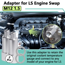 2 PCS Coolant Water Temperature Sensor Adapter Compatible with LS Engine, M12 1.5 to 3/8 NPT Extended, Fits LSX LS1 LS3 LS2 LM4 LM7 L76 LQ9 LR4 LS6 L92 L99 L33 LH6