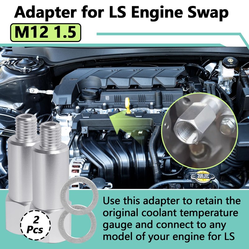 2 PCS Coolant Water Temperature Sensor Adapter Compatible with LS
