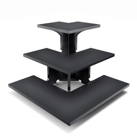 WEITELAI 3 Tiers Display Shelves for Vendors, Display Stand Portable for Store Retail Tiered Display Stand, Cupcake, Soap, Candles, Glasses, Jars, Crafts Show, Jewellery, Black Farmers Market Stand