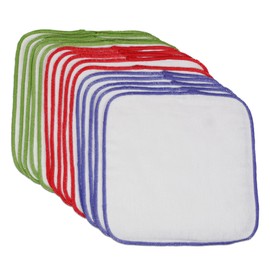 OsoCozy Bleached Flannel Cloth Baby Wipes - Reusable & Washable Saves Money - 100% Cotton - Soft and Durable - Colorful Stitching - 8 x 8 inches - Three 15 Packs