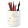 Ambesonne Feminine Pencil Pen Holder, Girl with Floral Umbrella and