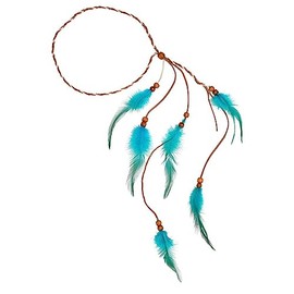 Widmann 03355 Indian Headband with Feathers, Blue, Hippie, Headpiece, Accessory, Carnival, Theme Party