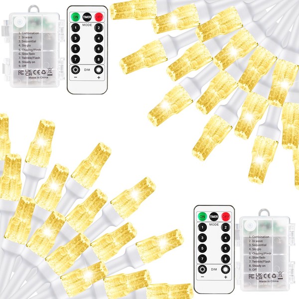 Elavika Battery Operated Christmas Lights with Remote, 2 Pack Each