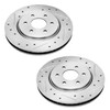 AutoShack Front and Rear Drilled Slotted Brake Rotors Silver Set