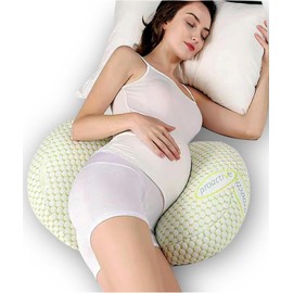 ZONEY Pregnancy Pillows for Sleeping, Portable Travel Maternity Pillow for Side Sleeper, Support for Back, Belly, HIPS for Pregnant Women,Detachable and Adjustable with Pillow Cover (2 in 1)