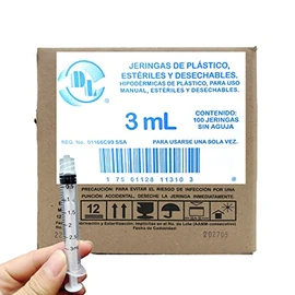 Caja De 100 Jeringas 3 Ml Sin Aguja