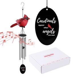 YOUNTASY Cardinal Gifts, Cardinal Wind Chimes, Cardinal Memorial Gifts for Loss of Loved One, Sympathy Gift Ideas for Bereavement, Condolence, Remembrance, Red Cardinal Figurine Decor, 26" Small Size