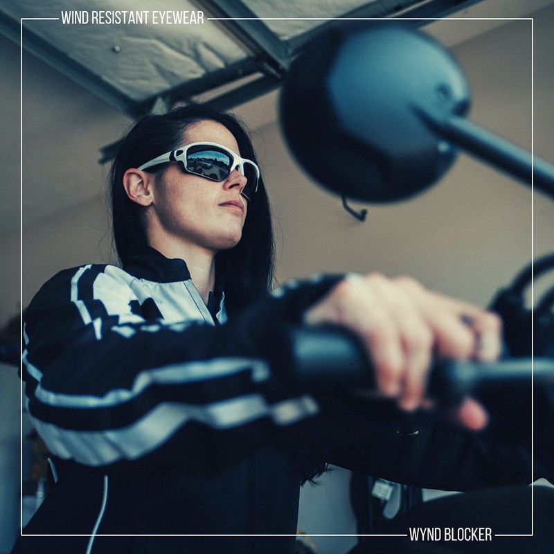 WYND Blocker Polarized Motorcycle Riding Sunglasses Sports Wrap Glasses, Blue,