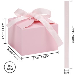 Belle Vous 60pcs Gift Box Small Cardboard Box Set Pink with Ribbon - 6.5 x 6.5 x 4.5 cm Party Favours Birthday Box Cardboard - Party Gift Box Wedding, Birthday, Bridal / Baby Shower
