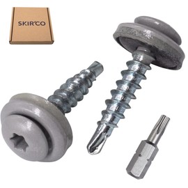 SKIR'CO (Pack of 40) Roof Screws 4.8 x 28 mm Painted Self-Drilling Screws with EPDM Washers, Torx Head (White Aluminium RAL 9006)