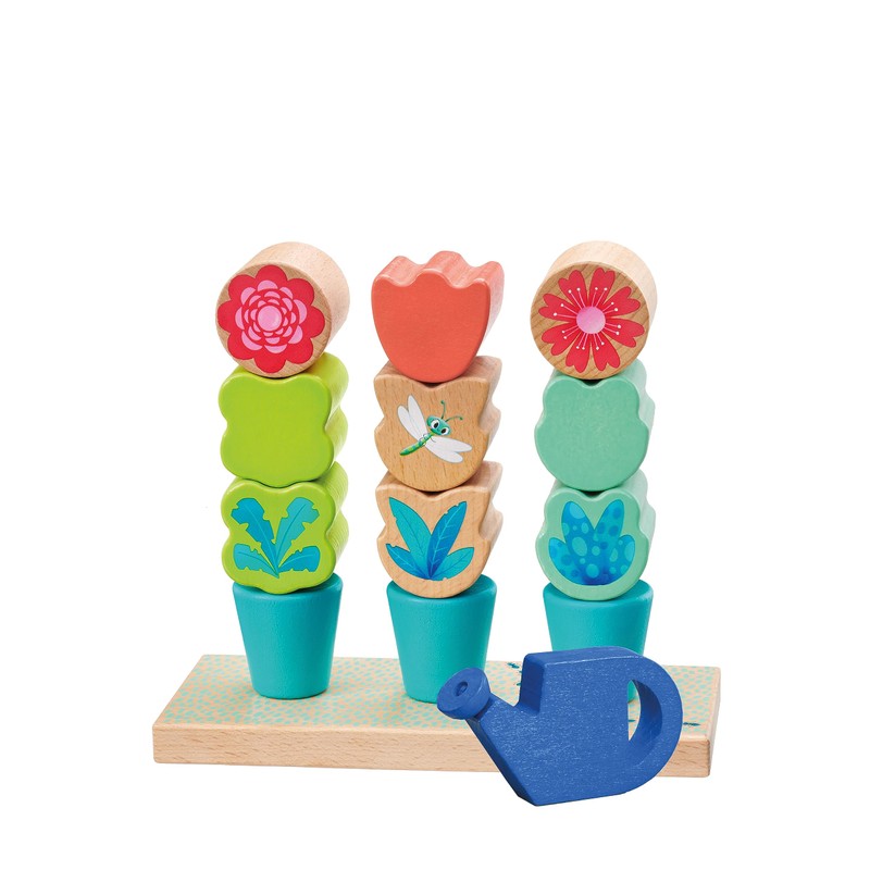 Selecta 62086 Tulips Garden 14 Pieces Wooden Pegboard Game Flowers