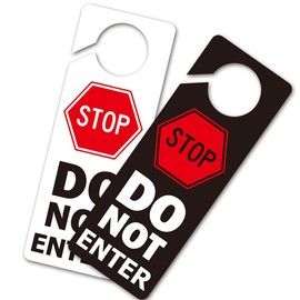 Funny Stop Do Not Enter Door Hanger Sign, 2 Pack(Double Sided) Please Do Not Disturb, Funny Office Decoration, Ideal for Offices, Spa Treatment, Hotels or During Therapy, Counseling Sessions