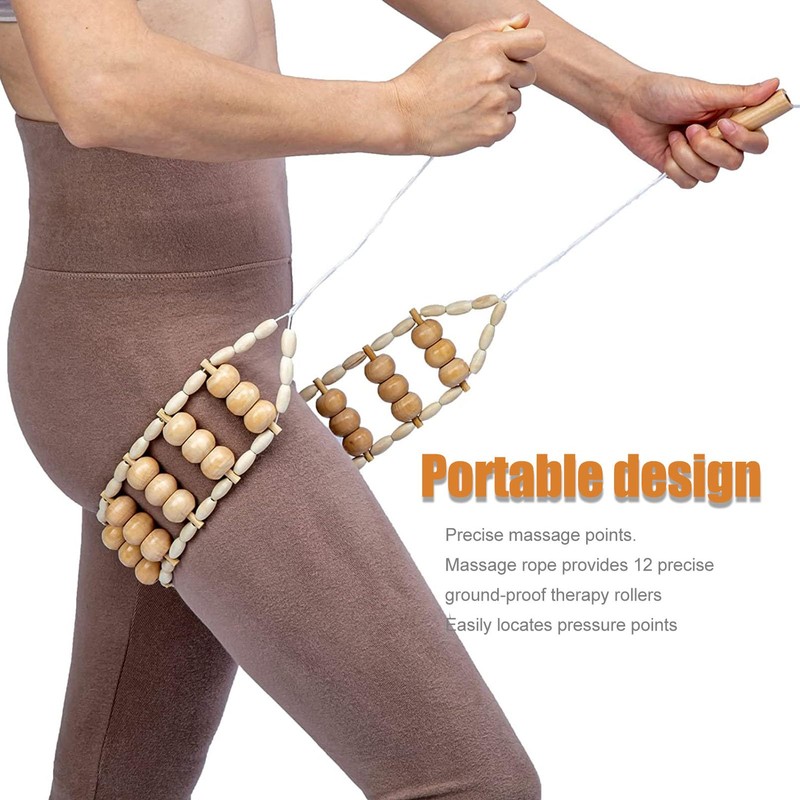 Back Massage Roller Therapy Massage Rope Wooden Massage Belt for