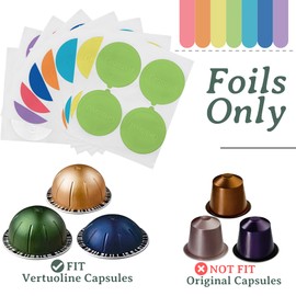 Grasseed Aluminum Foils Lids to Reuse Coffee Pods Compatible with Nespresso VertuoLine Capsules-60 Pcs / 8 colors