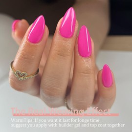 SXVME Gel X Nail Tips Short Almond Press on Nails Soft Gel Nail Tips 300Pcs Pre Colored Hot Pink Gel X Tips Natrual Gel X Nails Press ons Soak Off Acrylic Fake Nails Extensions False Nails DIY Nail