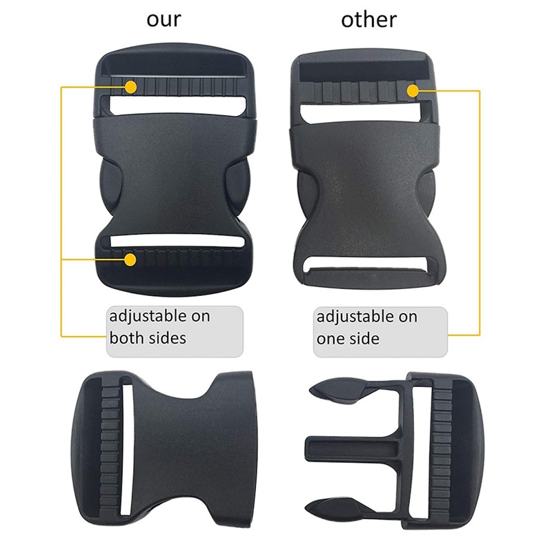 Generic 25mm Military-Grade Quick-Release Black Plastic Buckles - No-Sew Heavy