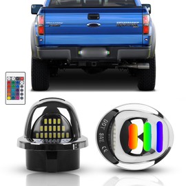 NEIFILES RGB LED License Plate Light Compatible with 1990-2014 Ford F150，1990-1999 F250 F350 Tag Lights Assembly Replacement Compatible with F-150 Heritage 2004(Chrome)