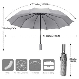 YumSur Travel folding umbrella compact waterproof Umbrella Auto Open Close,lightweight 12 Ribs Reinforced Windproof Umbrella for Men & Women