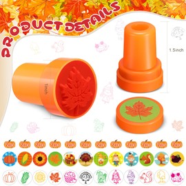 Jenaai 24 Pcs Fall Stampers for Kids Fall Party Favors Autumn Self Ink Stamps Bulk Thanksgiving Party Favors Assorted Kids Stamps Toys for Gift Goody Bag Filler Treats, Classroom Rewards