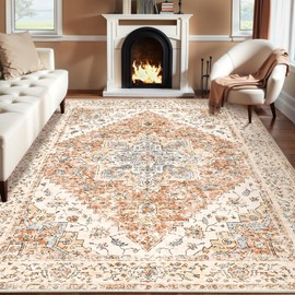 Ciicool 8x10 Area Rugs, Washable Area Rug, Rugs for Living Room Non-Slip Indoor Rugs Large Low-Pile Mat Floor Carpet Vintage Rug for Bedroom Dinning Foyer Decor