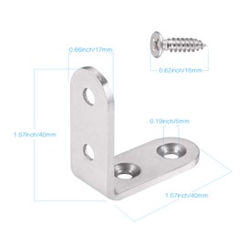 JIZZU 8Pcs Stainless Steel Right Angle Bracket(3 mm Thickness), 40x40mm Small Shelf Brackets Angle Iron, Security Corner Brace, Wall Brackets for Shelves, Radiator Shelf, Tables, Chairs, Beds, Windows